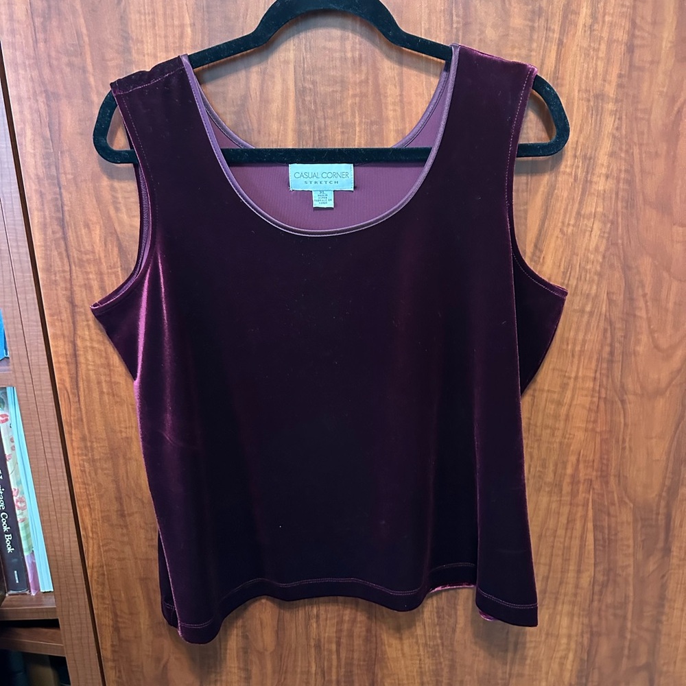 Casual Corner Women's Velvet Tank Top - Deep Burgundy